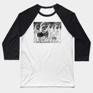 Boat In The Night / Psychedelic Abstract Stormy Sea Baseball T-Shirt